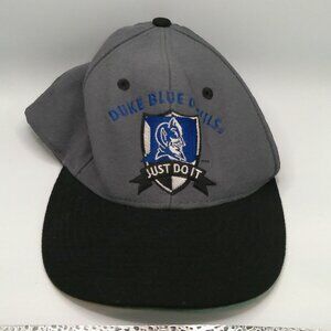 Vintage Nike Duke Blue Devils Wool Snapback Hat Gray Black 90s Just Do It